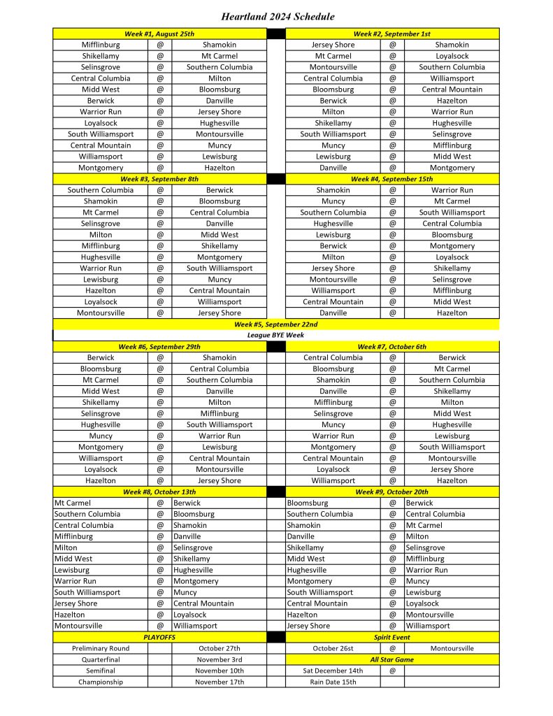 2024 Fall game schedule