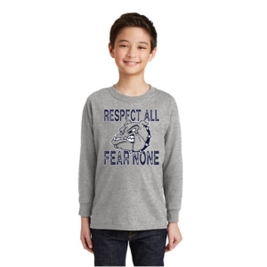 Image of youth model wearing gray berwick bulldogs t-shirt